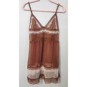 Victoria Secret Lingerie Dress Extra Large Babydoll Brown Cream Lace Y2k  Whimsi